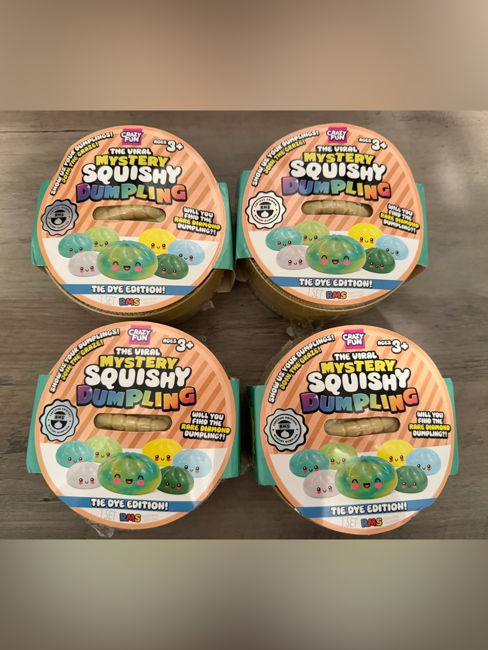 RMS Mystery Squishy Dumpling Toy - Tie Dye (Green edition) Lot of 4